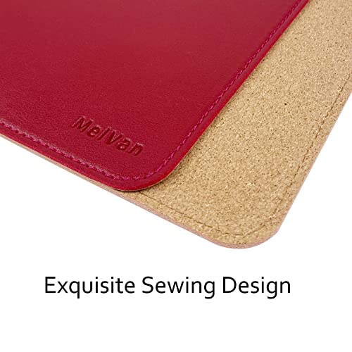 MelVan PU Leather Mouse Pad with Stitched Edge, Wood Mousepad, Waterproof Gaming Mouse Pad Mat for Computers, Laptop, Office & Home, 10.2" x 8.3", 1 Pack (Burgundy) - color: Burgundy