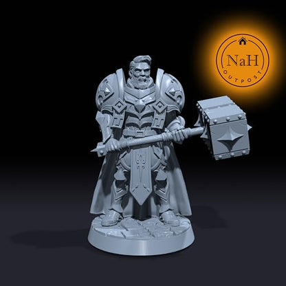 Gareth Lightbringer | Sir Warrick | Human Male Paladin or Cleric Miniature for Tabletop Games Like D&D and War Gaming| Dungeons and Dragons Mini Clear Acrylic Base - style: Clear Acrylic Base