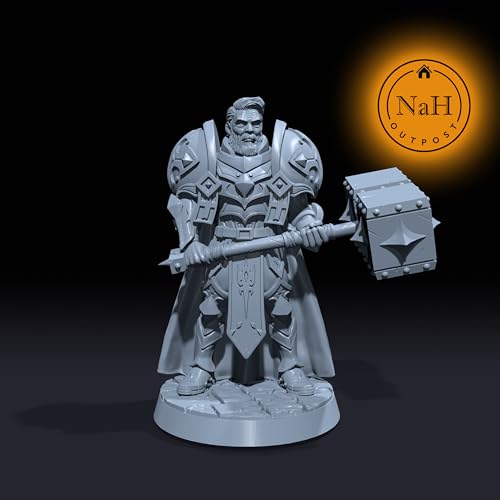 Generic Gareth Lightbringer | Sir Warrick | Human Male Paladin or Cleric Miniature for Tabletop Games Like D&D and War Gaming| Dungeons and Dragons Mini No Base, Gray, 04LV0307-1 - style: No Base