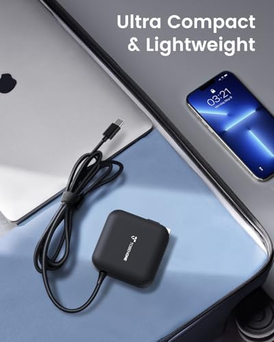 TobenONE 100W USB C Laptop Charger, Universal GaN III Power Supply Adapter, Replacement Foldable Fast Charger PD3.0 for MacBook, HP, Lenovo, Asus, Steam Deck, and All Type C Devices (5ft Cable)