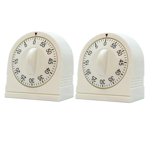 60 Minute Wind Up Timer, Visual Mechanical Timer with Loud Alarm, Manual Countdown Timers for Classroom, Home, Study and Cooking (2 Pack) - color: 2 Pack