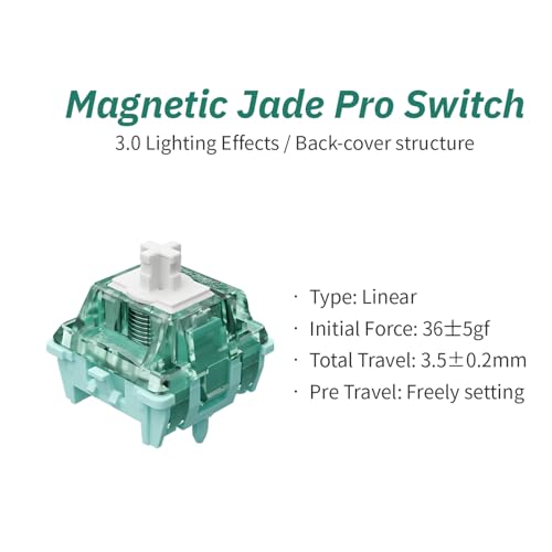 GATERON Magnetic Jade Pro Linear HE Keyboard Switches(70PCS) | Linear,Factory Pre-lubed,Freely Setting Pre-Travel,20mm Longer Spring,compatible for Magnetic Gaming Keyboard - size: 70PCS