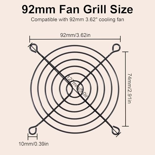 3.62" 92mm Mesh Grills with Flexible Bracket and 3Pin 4Pin USB Adapter | for Idle 3Pin/4Pin 92mm PC Fan, for Enhanced Airflow, PC Workspace Cooling, Grow Tent Aquarium Plant Light Succulent Plants - size: 92×92mm