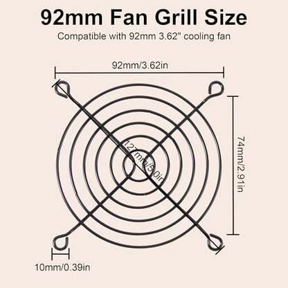 3.62" 92mm Mesh Grills with Flexible Bracket and 3Pin 4Pin USB Adapter | for Idle 3Pin/4Pin 92mm PC Fan, for Enhanced Airflow, PC Workspace Cooling, Grow Tent Aquarium Plant Light Succulent Plants - size: 92×92mm