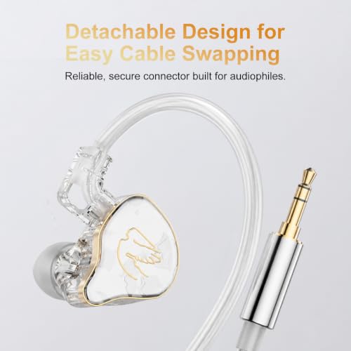 in Ear Monitor Headphones Hybrid 1BA+1DD HiFi Deep Bass IEM Earphones White | Hybrid Banlance Armature with Dynamic in Ear Headphones IEM Earphones Gaming Earbuds no Mic - color: QT820-White no Mic