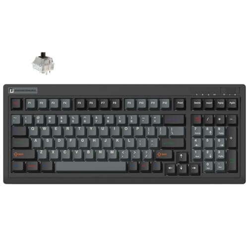 FL·ESPORTS OG98 Retro Mechanical Keyboard Wireless 2.4GHz/Bluetooth 5.0/USB-C, 96% Gasket Mount Hot Swappable Gaming Keyboard, PBT Keycaps, 4000mAh for Mac/PC - Silent Switches | Black - color: 98 Keys-Black, size: Silent Switch