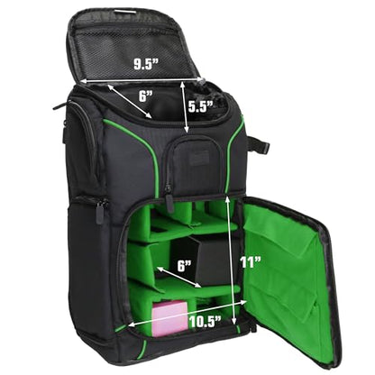 USA Gear MTG Backpack Compatible with Magic the Gathering Deck, Yu-Gi-Oh, MTG Decks & more - TCG Backpack MTG Bag with Shoulder Straps, Customizable Dividers, TCG Playmat Holder, Binder Space (Green) - color: Green