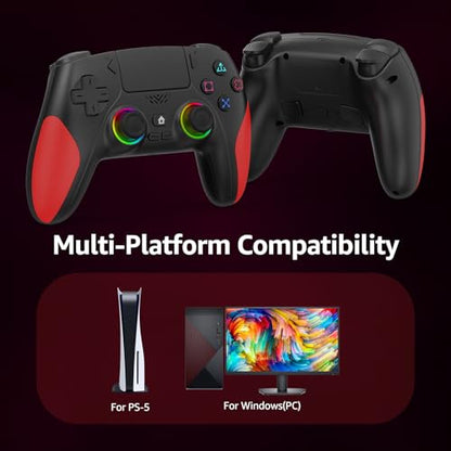 Kamylorus Wireless Controller for PS-5/PC, Gaming Controller for PC with Hall Effect, Programmable/Remap/Turbo, 3.5Mm Audio Jack, Dual Vibration, 6-Axis Motion Control Gamepad with Speaker(Black)