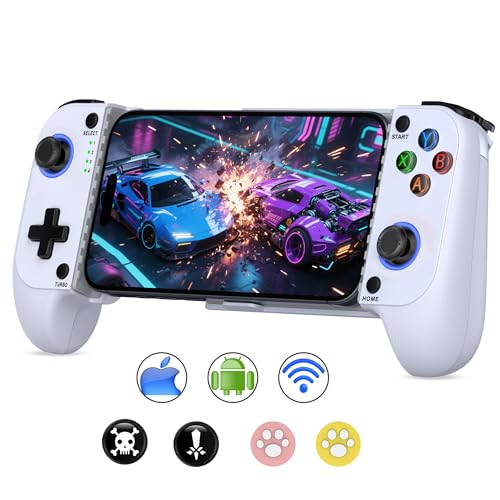 Mobile Game Controllers for iPhone/Android, Hall Effect Phone Controllers Support Phone Case,Game Controllers for Xbox,for PlayStation,Cloud/Steam Gaming - color: Off white