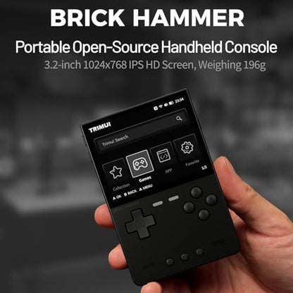 TRIMUI Brick Hammer Retro Handheld Game Console – Metal CNC Aluminum Alloy Body, 3.2" IPS Screen, 8GB Storage, Expandable to 1TB, Built-in 3000mAh Battery - style: Black-64G