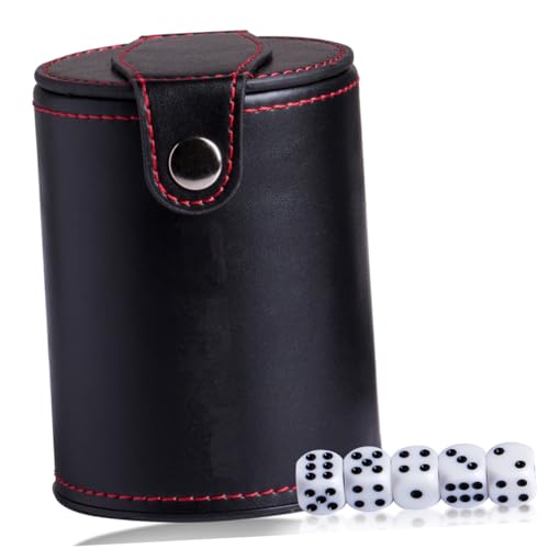Totority PU Leather Dice Cup with Double-Layer Lids Professional Dice Storage Container for Bar Party and Family Game Entertainment