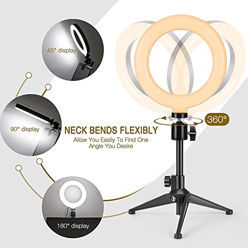 6" LED Selfie Ring Light with Tripod Stand, Video Conference Lighting Kits for Webcam Lighting/Zoom Lighting/Self Broadcasting/Live Streaming