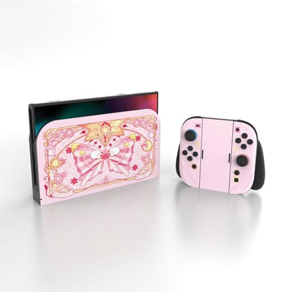 PlayVital for Nintendo Switch 2 Skin Full Set (2-Pack) - Protective Vinyl Decal Stickers for Switch 2 Console, Handle Grips & Dock | No Residue, Anti-Scratch - Magic Wings Pink - color: Magic Wings Pink