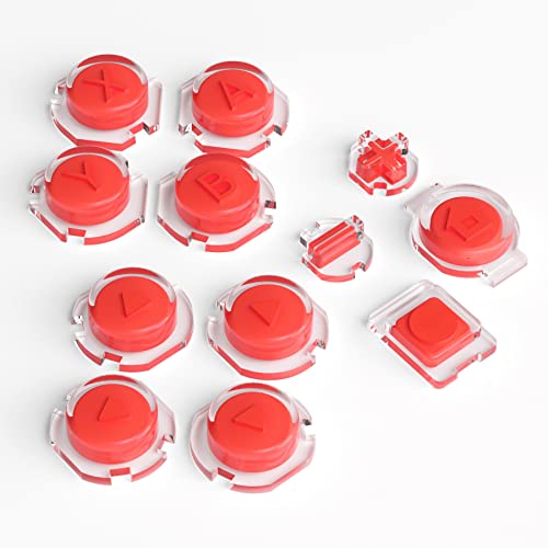 eXtremeRate Replacement Two-Tone Jelly Buttons for JoyCon, Red & Clear with Symbols Custom Controller ABXY Direction Home Capture + - Keys, DIY Action Face Buttons for Nintendo Switch & Switch OLED - color: Red & Clear
