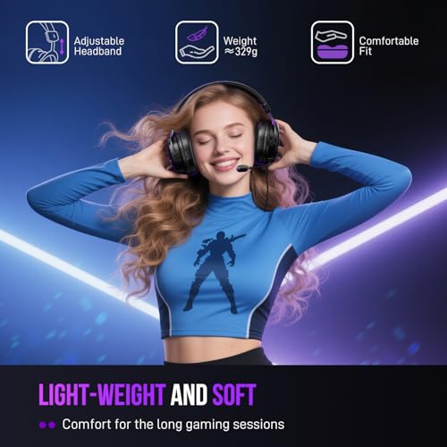 FIFINE Wired Gaming Headset, Gamer Headset with 3.5mm and USB Dual Connectivity, 7.1 Surround Sound, Tuned 50mm Drivers, Detachable Mic, Over-Ear Headphones for PC/PS5/Xbox, Black-AmpliGame H9 - color: Black