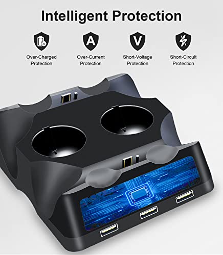 PS4 Controller Charging Dock Station, 4 in 1 PS VR Motion Move Charger Station, Fast PlayStation 4 Controller Charger with LED Indicator Compatible with PS4/Slim/PS4 Pro/PS VR Charging Dock