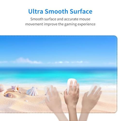 Gaming Mouse Pad, Large Beach Mousepad Laptop, Extended Mouse Mat, Long XL Waterproof Keyboard Pads, Big Non-Slip Mousepads for Game Office Home, 31.5 x 11.8 in - color: Beach