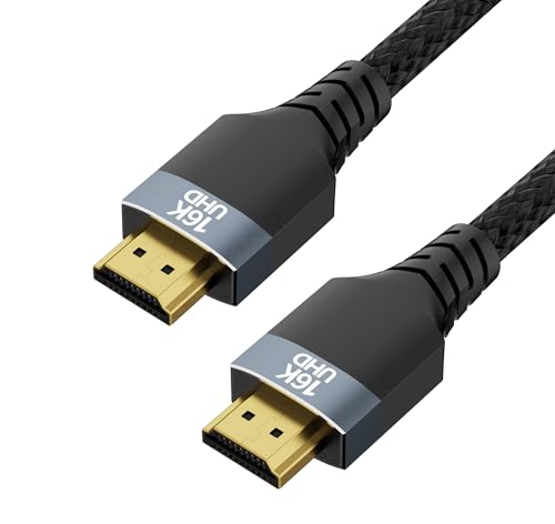 96Gbps HDMI 2.2 Cable 3FT,16K@60Hz,8K@120Hz,4K@240/480Hz,Ultra High Speed Braided Gold-Plated,Supports HDR10+,eARC,DTS:X,HDCP 2.1,Compatible with PS5,PS4,Xbox,Gaming PC,Monitor,Projector - size: 3.3FT
