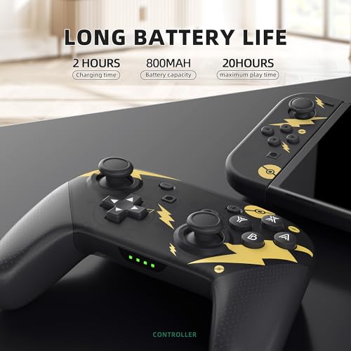 Switch Pro Controller, Wireless Switch Controllers with Carrying Storage Case, Upgraded Gamepad Switch Remote Replacement for Switch Controller Support NFC/Dual Vibration/Screenshot/Wake-up Function - color: Black Pika