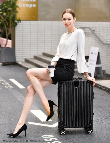 20" Zipperless Hardside Carry On Luggage with Aluminum Frame, Black | 22x14x9 Airline Approved, PC Hard Shell Suitcase, TSA Lock, 360° Spinner Wheels, Lightweight Carryon for Travel - color: Black