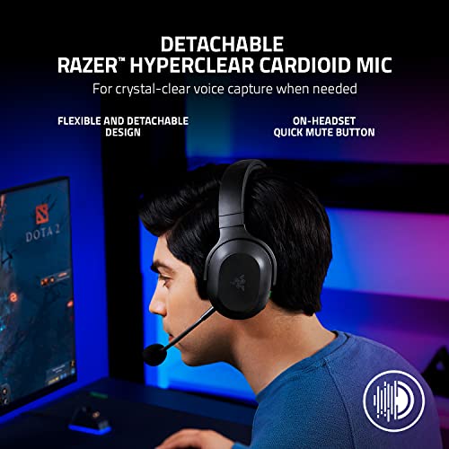 Razer Barracuda X Wireless Gaming & Mobile Headset (PC, PlayStation, Switch 2, Android, iOS): 2.4GHz Wireless + Bluetooth - Lightweight - 40mm Drivers - Detachable Mic - 50 Hr Battery - Black - color: Classic Black, size: Standard, style: Barracuda X