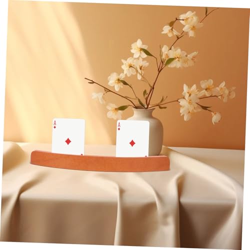 Card Holder for Desk Wood Card Rack Poker Stand Display Storage Stylish Wooden Finish