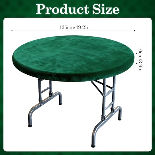 Klmnop 49 Inch Green Velvet Poker Table Cover, Round Table Tablecloth for Card Games, Noise Reducing Slip Prevention Cloth for Mahjong Board and Dice Playing