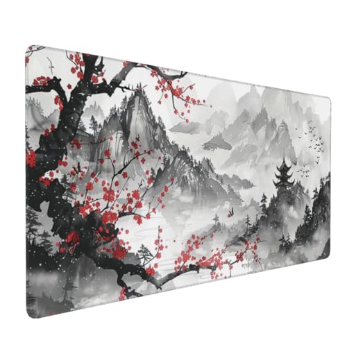 35.4 x 15.7 in, Waterproof XXL Large Mouse Pad for Desk, Extended Keyboard Mouse Mat for Computer Office, Big Laptop Mouse pad, Gaming Pc-Japanese Watercolor Cherry Blossom - color: Japanese Watercolor Cherry Blossom