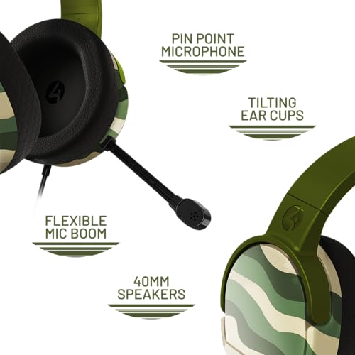 4Gamers Panther Gaming Headset with Stand - Wave Forest, Compatible with PS4, PS5, Xbox, Switch & PC - color: Forest Green