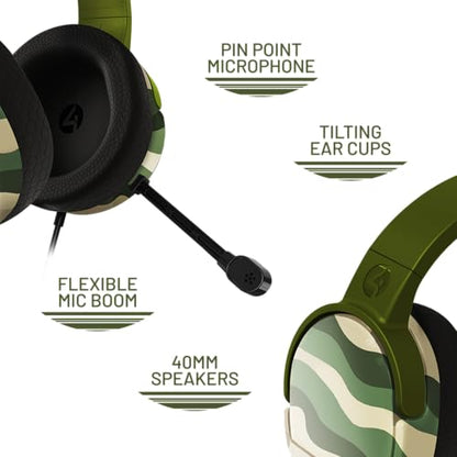 4Gamers Panther Gaming Headset with Stand - Wave Forest, Compatible with PS4, PS5, Xbox, Switch & PC - color: Forest Green