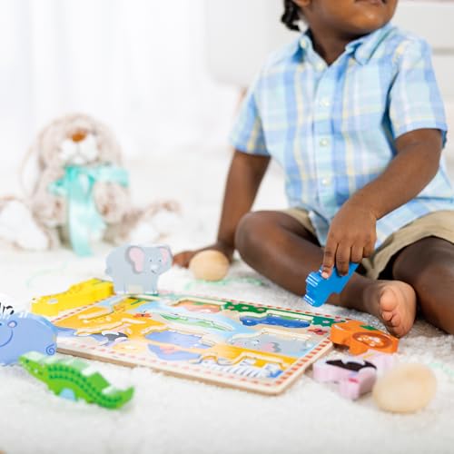 Melissa & Doug Safari Wooden Chunky Puzzle (8 pcs), Educational Screen Free Activity for Toddler, Preschoolers and Kids Ages 2+ - FSC Certified - size: 11.95 x 8.95 x 1.0, style: Safari