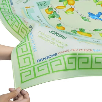 Jongyance American Learning Mahjong Mat (33”x33”), Mahjong Mat for Table, Mah-jongg Game Mat - color: Green