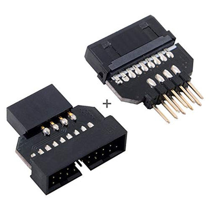 chenyang 2 Pack USB 2.0 Front Panel Header 9/10Pin Male/Female to 19/20Pin Male/Female Mainboard Header Gender Changer Connector Adapter