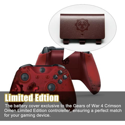 TECUEEN Replacement Battery Cover for Gears of War 4 Crimson Omen Controller, for Xbox One S & X Controller Battery Cover Replace DIY