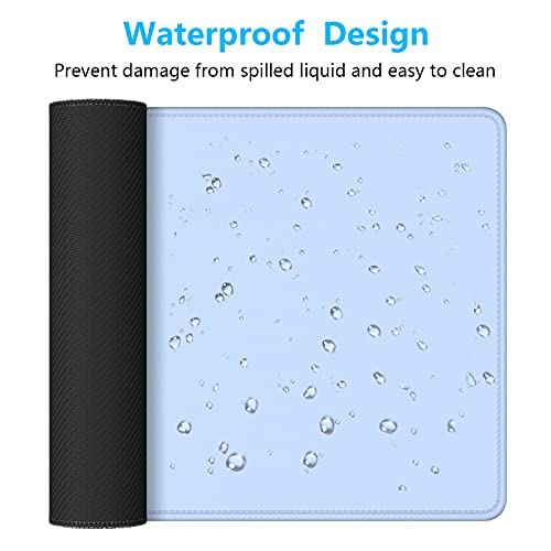 Dapesuom Large Gaming Mouse Pad, Extended Mouse Mat with Stitched Edges, Full Size Keyboard Pad with Non-Slip Base, Big XXL Computer Desk Mats for Gamer, Laptop, Office, 35.5 x 15.7 in, Sky Blue - color: Sky Blue, size: 35.5L x 15.7W inches