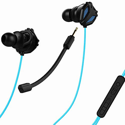 SPE-G9 Light Gaming Earbuds Single Driver 3.5mm with Dual Microphone | Wired Earbuds with 1.5m Cable | for PC, Mobile, Xbox, PS5, PS4, Switch | in-Ear Gaming Headset (Blue)
