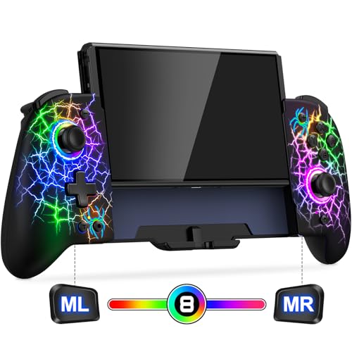 Gammeefy Switch Controller – Hall Effect Joysticks & Enhanced Grip – One Piece Switch Joypad Replacement Switch Pro Controller with 8-Color RGB Lighting, Turbo, Macros - Spider Silk, 6.2"/7" - color: Spider Silk, size: 6.2"/7"