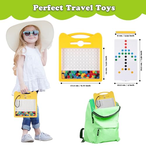 Magnetic Drawing Board for Kids, Toddler Magnet Doodle Board with Beads and 2 Pens, Magnetic Dot Art, Preschool Learning ABC Numbers for 3 4 5 6 Years Old Girls Boys (Yellow) - color: Yellow