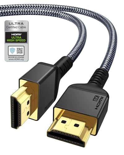 Maxonar 8K HDMI Cable PS5 3FT (Certified) Ultra High Speed HDMI® Cable 48Gbps 8K60 4K120 144Hz RTX 3090 eARC HDR HDCP 2.2&2.3 Compatible with PlayStation 5, Xbox Series X, Roku/Fire/Sony/LG TV - color: Grey, size: 3 ft