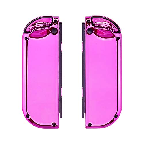 eXtremeRate DIY Replacement Shell Buttons for Nintendo Switch & Switch OLED, Chrome Pink Custom Housing Case with Full Set Button for Joycon Handheld Controller - Console Shell NOT Included - color: Chrome Pink