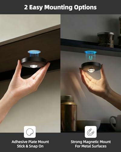 Rechargeable Puck Lights with Remote Control, 1500mAh Battery Operated Tap Lights, Dimmer & Timer Under Cabinet, Wireless LED Stick-On for Closet, Bedroom, Kitchen - Black 3Pcs - color: Black