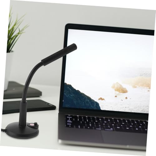 BESPORTBLE Desktop Microphone 3.5mm Black Plastic Adjustable Meeting Mic | Stable Pedestal Base, Simple Plug-And-Use Operation, Suited for Live-Streaming and Singing Sessions