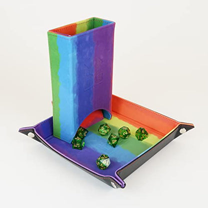 FanRoll Fold Up Dice Tower: Watercolor Rainbow, Role Playing Game Dice Accessories for Dungeons and Dragons - color: Rainbow