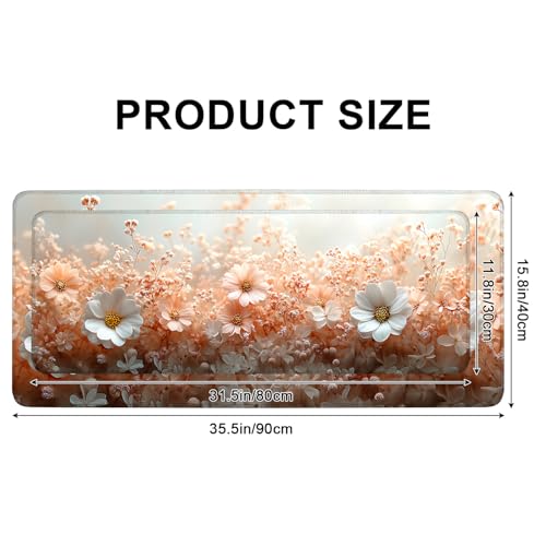 Mouse Pad, Large Anti-Slip with Stitched Edges Desk Mat Desktop Laptop Computer Desk Keyboard Mat,Table Protector Blotter Mat (Powder, 35.4" x 15.7") - color: Powder, size: 35.4" x 15.7"