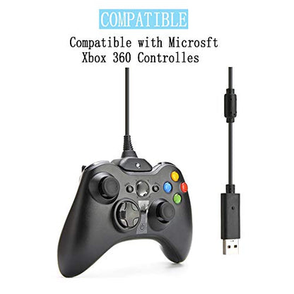 Reiso 2 Pack USB Charging Cable Wireless Charger for Xbox 360 Wireless Controller (Black)