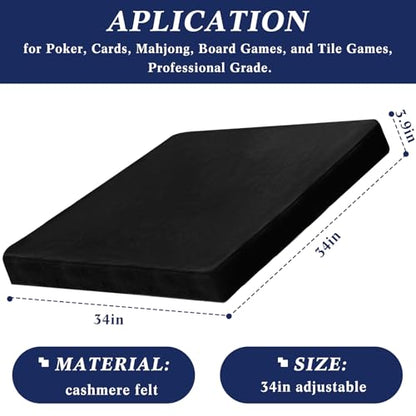 Frienda Game Table Cover Felt Game Tablecover Folding Tablecloth for Card for Playing Poker Cards Mahjong Puzzles Board Games, Table Not Included (Black,34 x 34 x 4 Inch)