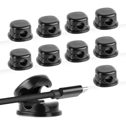 7mm Spring Cable Holder Clips, 9 Pack Desk Cord Organizer, Black | Compact cord clips blend into desk edges, bedside tables and car interiors; reduce cord clutter without taking much space - color: Black