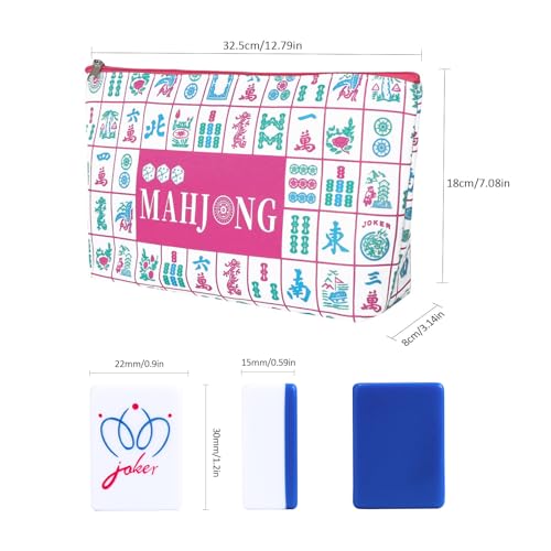 160 Deep Blue Engraved American Mahjong Game Set with Carrying Bag and Accessories, 1.2’’ Mahjong Tile Set - color: 1-deep Blue