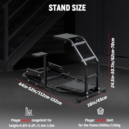 Dardoo Racing Simulator Cockpit Gaming Frame Fit for Logitech G27 G29 G920 G923,for Thrustmaster T300,for Fanatec,Adjustable Driving Steering Wheel Stand,Not Included Wheel, Pedal and Seat