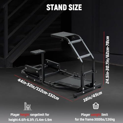 Dardoo Racing Simulator Cockpit Gaming Frame Fit for Logitech G27 G29 G920 G923,for Thrustmaster T300,for Fanatec,Adjustable Driving Steering Wheel Stand,Not Included Wheel, Pedal and Seat